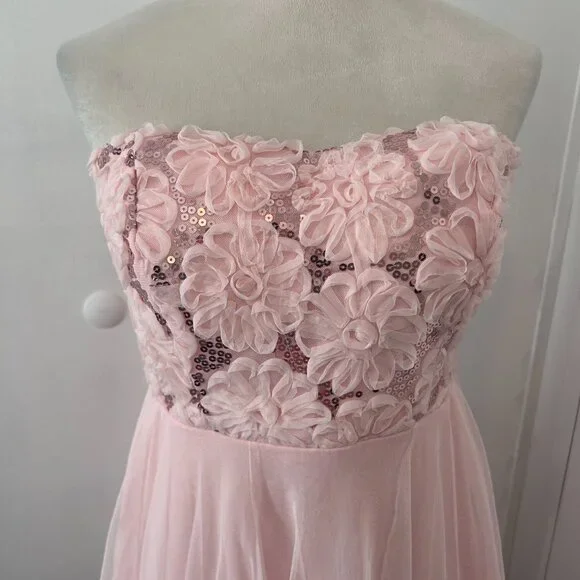 Deb Pink Floral Short Strapless Dress - Picture 2 of 5